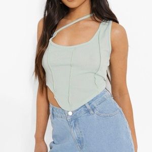 Boohoo Asymmetric Seam Detail Crop Top